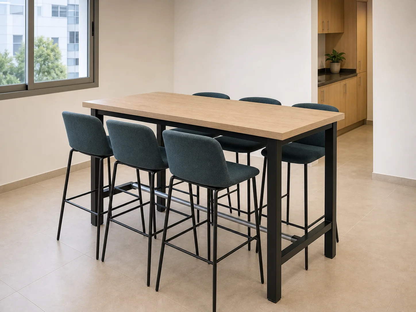 Table haute collaborative six places pour bureaux au Maroc